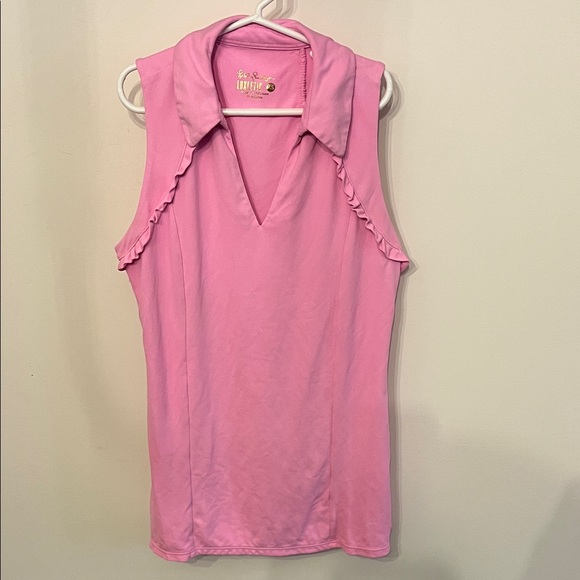 Lilly Pulitzer Tops - Lilly Pulitzer Pink Sleeveless Blouse with Ruffle Trim